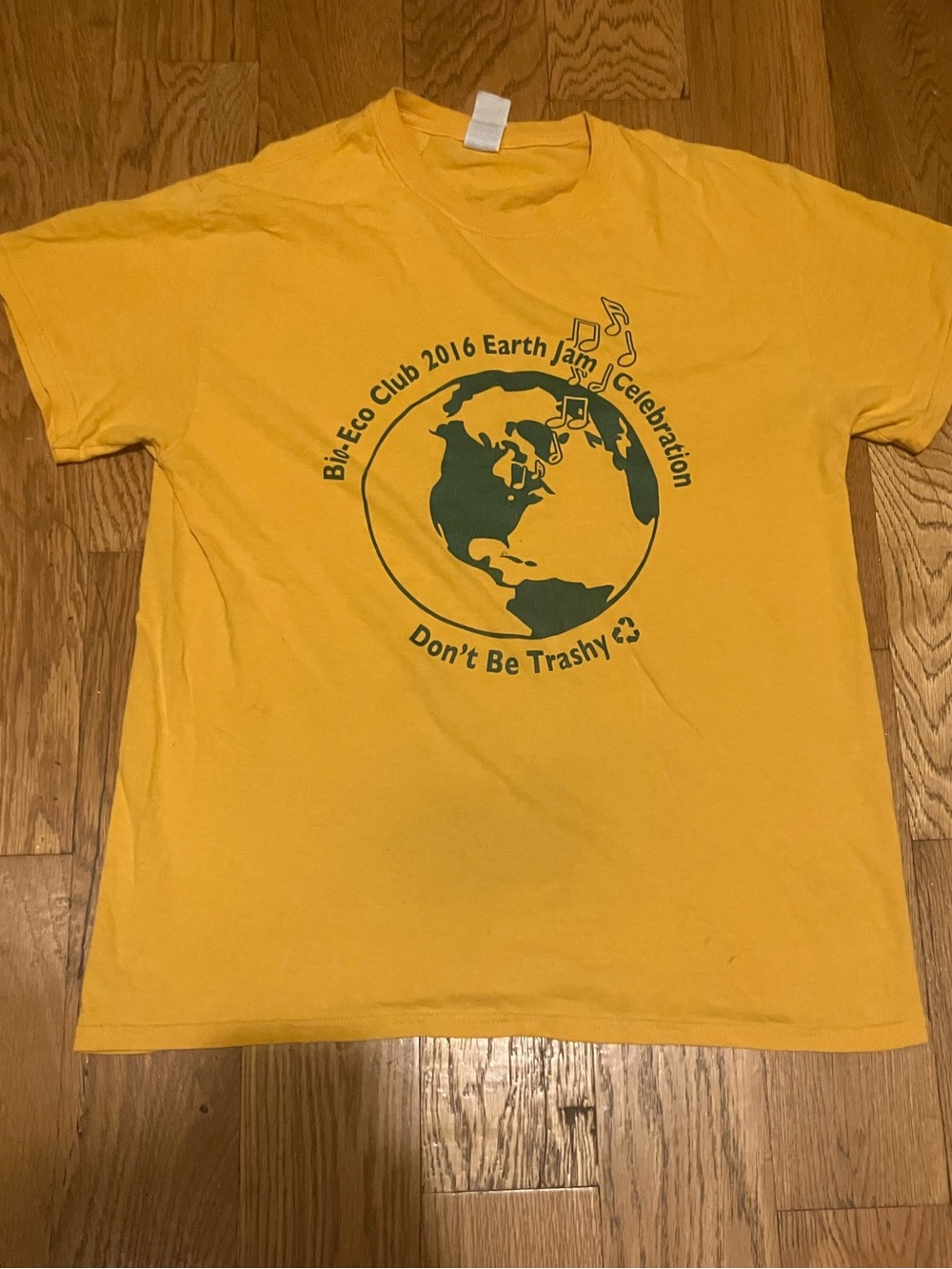 Bio Eco Club 2016 Earth Jam WHHS Staff T-Shirt Men's M Medium Cotton Yellow